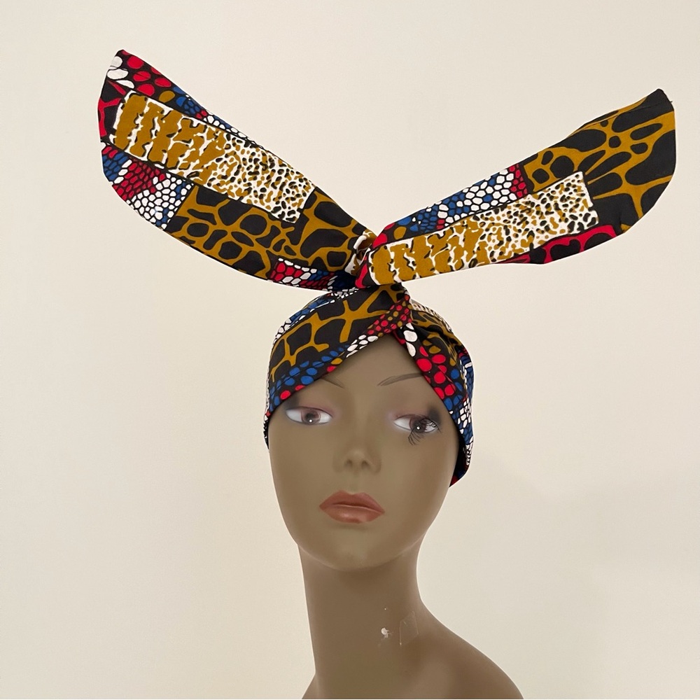 Red Multicolor Tribal Print Design Colorful Patterned Wired Headband